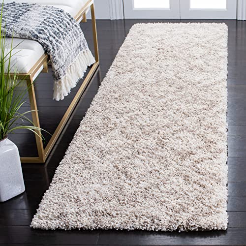 SAFAVIEH Hudson Shag Collection Runner Rug - 2'3 x 8', Multi Ivory & Beige, Moroccan Design, Non-Shedding & Easy Care, 2-inch Thick Ideal for High Traffic Areas in Living Room, Bedroom (SGH284E)