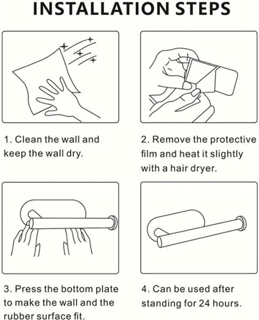 Portarrollos de Papel higiénico de Acero Inoxidable Autoadhesivo de 30 cm for Pared, Organizador de Rollos de Cocina(Svart)