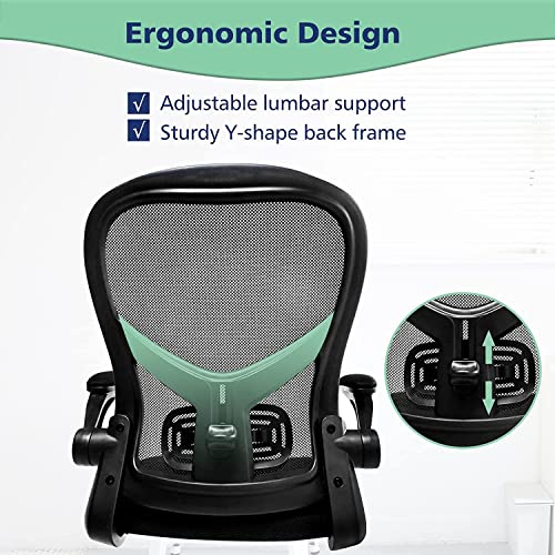 Image of dreamlify Drafting Chair,Tall Standing Desk Chair Comfortable Office Chair with Foot Ring Flip-up Padded Arms Height Adjustable Computer Task Chair Ergonomic Mesh Mid-Back Desk Chair,Black