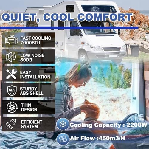 850W RV Rooftop Air Conditioner - 12V/24V Cool & Heat AC Unit for Campers, Vans, Golf Carts, Buses & Excavators - 450m³/h Air Circulation, White Cool 12V