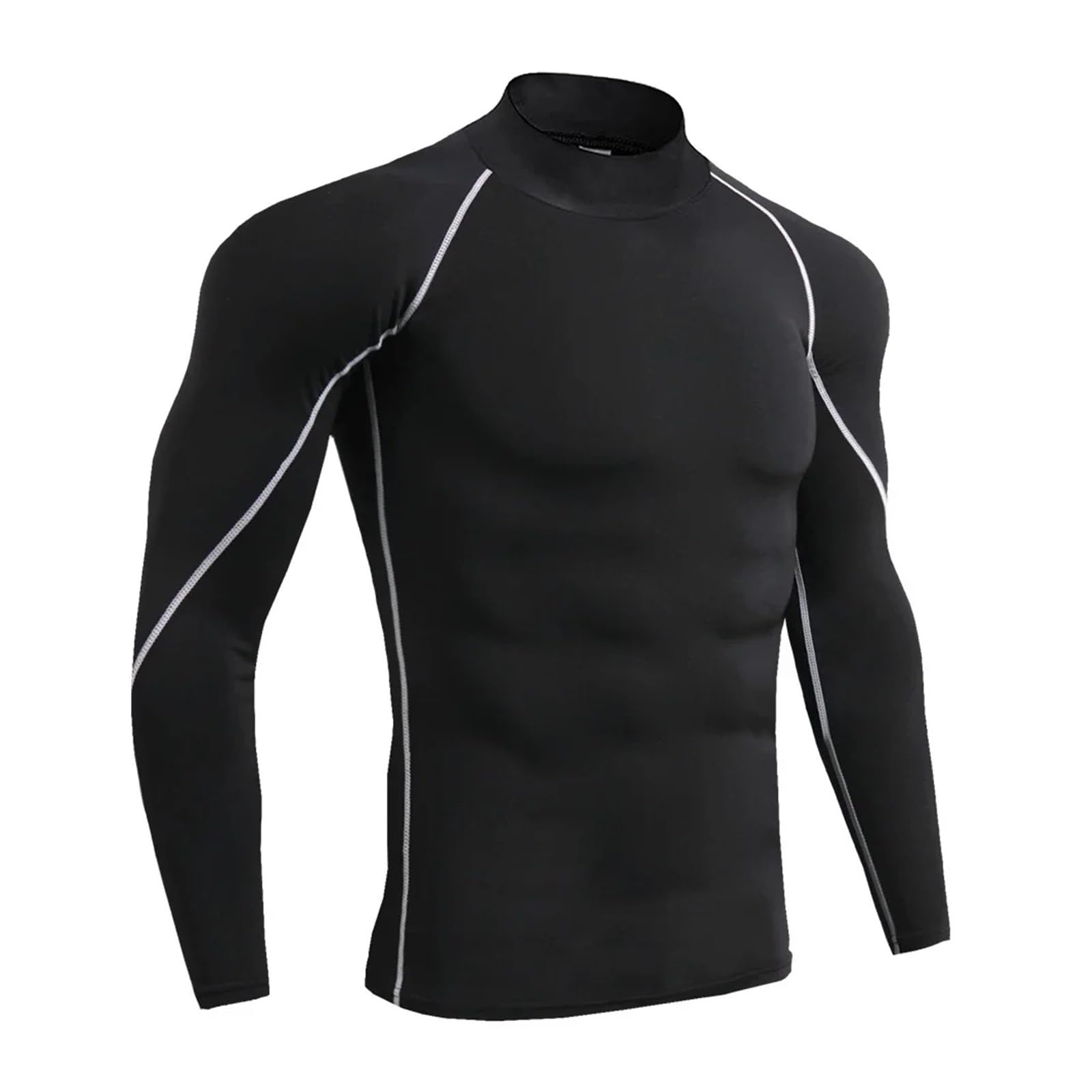 Camiseta Deporte Hombre Camisa de compresión for hombre, camisetas de manga larga for correr, Fitness, ropa de entrenamiento ajustada de secado rápido, ropa de gimnasio, camisas de culturismo(Black-gr