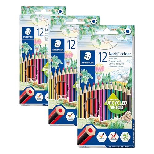 STAEDTLER 185 C12 Noris Colour Colouring Pencils - 12 Assorted Colours (Pack of 36) option