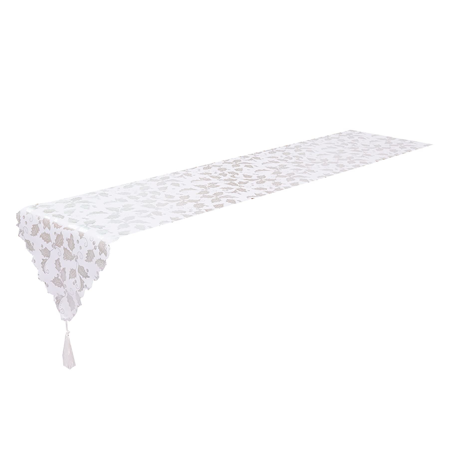 WINZIK Christmas Party Matching Table Runner Leaves Printed Table Runner with Tassel for Dining Kitchen Home Decor 14" x 71" (180cm x 35cm, Style 4)