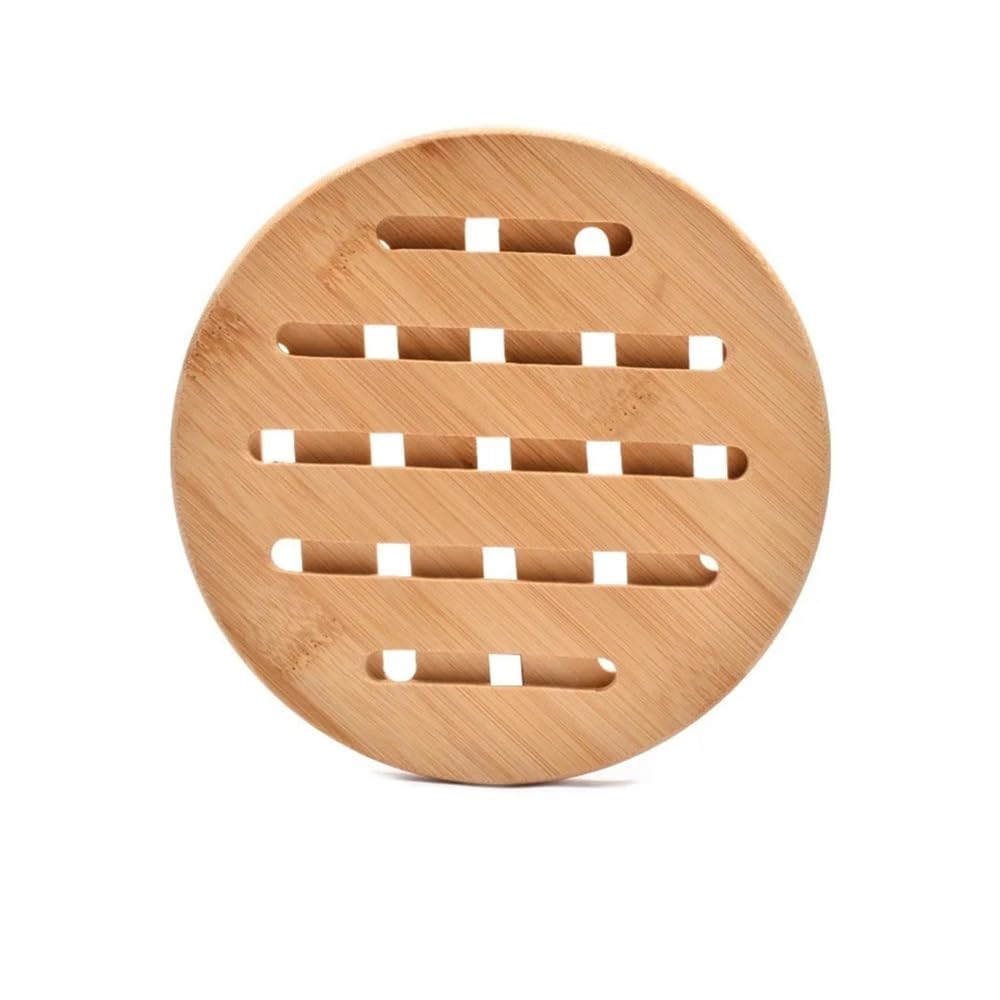 1 Pc Round Bamboo Kitchen Heat Insulation Pads Natural Bamboo Mat For Hot Dishes/Pot/Bowl/Teapot/Hot Pot Holders(Diameter 15cm)