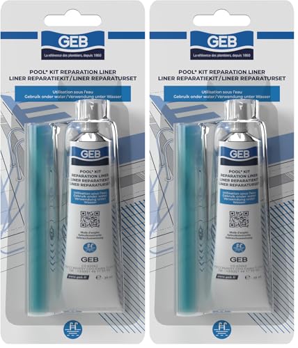 GEB Kit Réparation Liner de Piscine, Spa et jaccuzzi gonflables, bouées, Matelas pneumatiques - répare même sous l'eau Les déchirures, coupures et Trous...