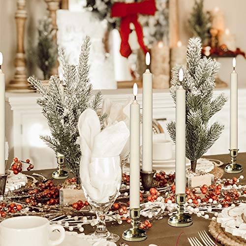 Image of Wondise Flameless Window Candles with Timer & Remote, 10 inch Battery Operated 3D Wick LED Flickering Window Candles for Christmas Decoration, Removable Gold Holder and Suction Cups Included(6 Pack)