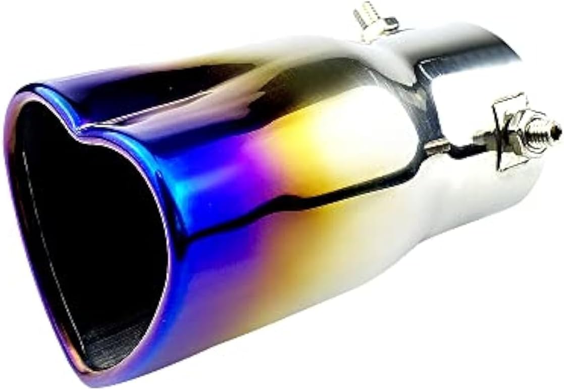 Car Exhaust Tip 2.5 inch Inlet, Universal Car Exhaust Pipe Modification Tail Throat Tail Pipe Stainless Steel Muffler Tip, Adjustable Heart Shaped Car Thickened Pipe (Curved,Silver)