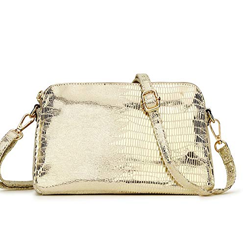 Yan Show - Bolso de Hombro para Mujer (Piel de Serpiente, Lentejuelas, multibolsillo), diseño Elegante