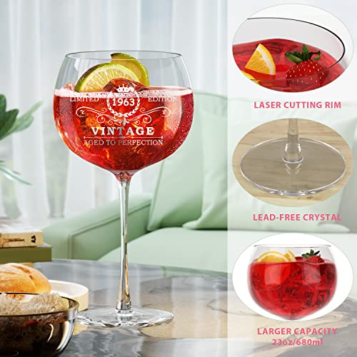 60Th Birthday Gifts For Women,1963 Vintage Wine Glass - 60Th Birthday Gift Ideas For Her Mom Best Friend Sister Aunt 60 Year Old Woman Bday Presents,60Th Anniversary Sixty Birthday Decorations #TOP3