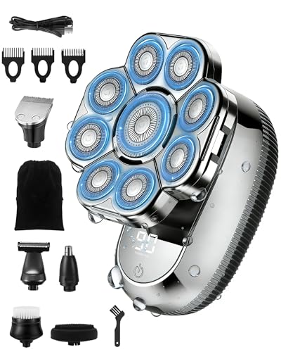 Rasoir de tête pour homme contre les irritations avec kit rechargeable 6 en 1