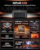 NiPoGi E3B Mini PC W-11 Pro, АMD Ryzen 7 7735HS, 24 GB LPDDR5 1 TB M.2 SSD – Ansicht 2