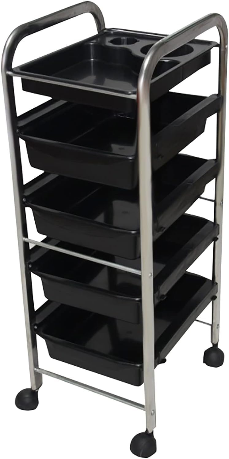 Multifunctional Utility Cart Service Storage Trolley Beauty Salon Spa Rolling Trolley Cart with 4 Drawers, Hairdressing Equipment Storage Tool Carts, Stainless Steel Frame & Abs Plastic