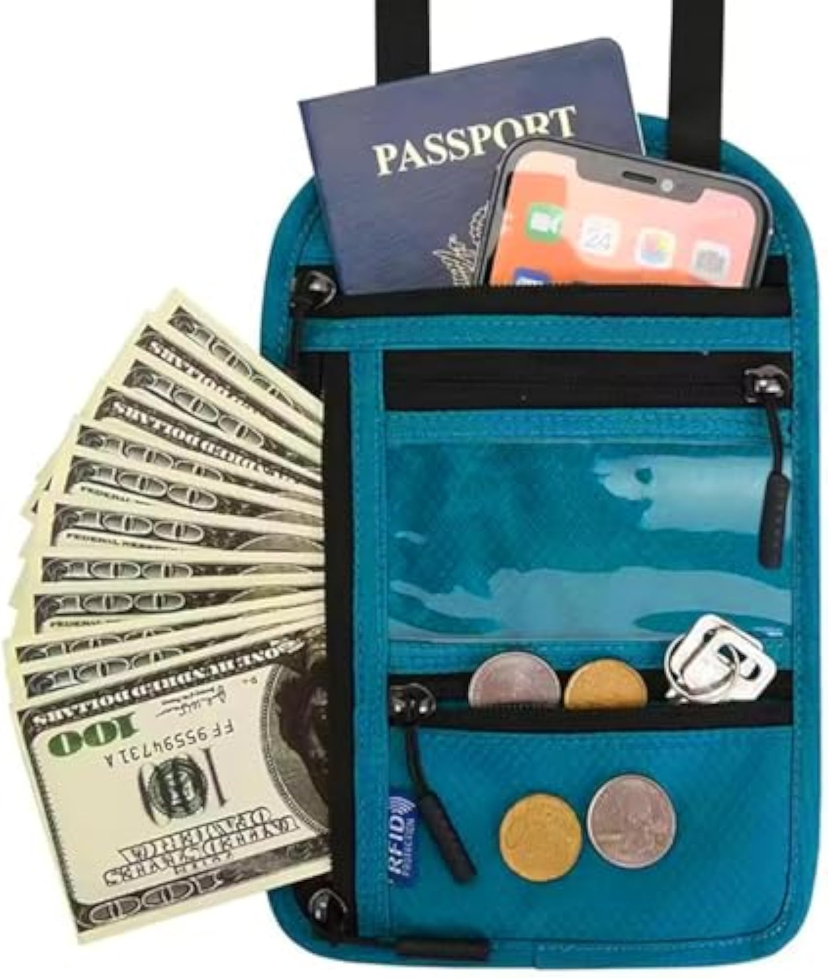 Premium Neck Passport Holder for Men and Women, RFID-Blocking Wallet