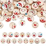 15 Styles de jolies perles en bois:le paquet comprend 150 perles rondes en bois imprimées avec un visage dans 15 styles, chaque style 10pcs; Les perles en bois ont un diamètre de 19~20mm , trou 4~5mm . Différents styles et une quantité suffisante sont parfaits pour terminer votre projet de bijoux et d'artisanat DIY