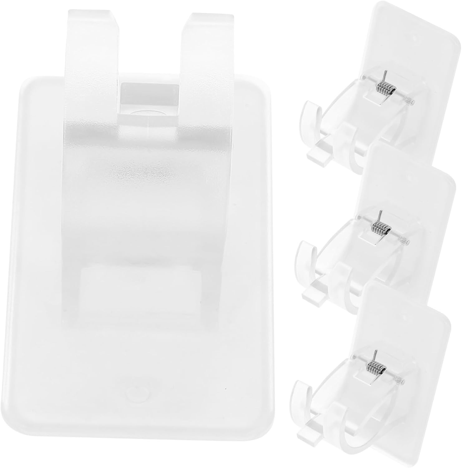 GLEAVI 5sets Transparent Self Adhesive Curtain Rod Holders Nail Bracket Hangers for Bathroom Bedroom No Drilling Required and Stable Design 4pcs*5
