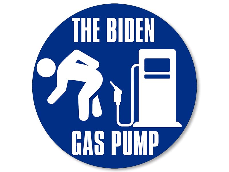 The Biden Gas Pump Sticker (Funny Anti Biden Decal, High Gas Prices Vinyl for Cars, Trucks (Blue 3 inch)