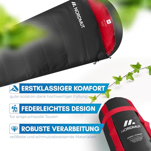 NORDMUT® Schlafsack Erwachsene – kleines Packmaß & Ultraleicht (900/1500g) – 3-Jahreszeiten (250 GSM) & Sommerschlafsack (100 GSM)… – Ansicht 6