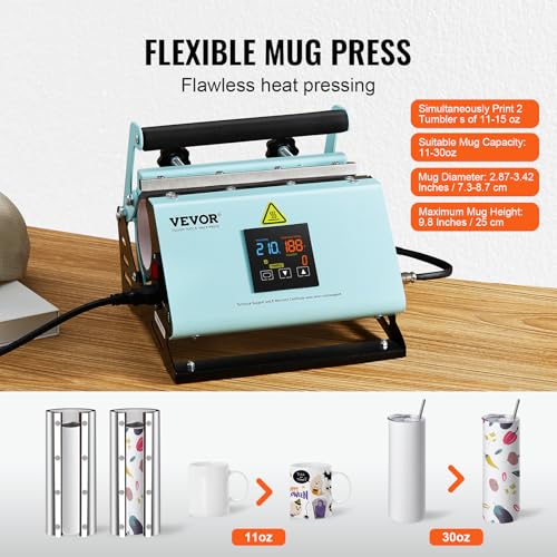 Tassenpresse Vevor 2-in-1 Heißpresse für Becher und Hüte