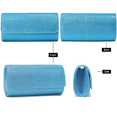 Outrip Women's Evening Bag Clutch Purse Glitter Party Wedding Handbag with Chain (Teal) - Thumbnail 3