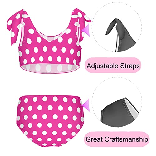 CaTaKu Polka Dots Girls Swimsuits Two Piece Swimwear Hot Pink Bikini Set Tankini Bathing Suit for Girls Size 3-12T2