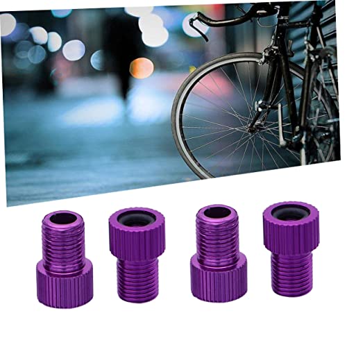 Adaptador de bomba para bicicletas POPETPOP 4 piezas de aleación de aluminio para válvula, duradero y fácil de instalar para bicicletas de carretera y montaña, color púrpura miniatura 5