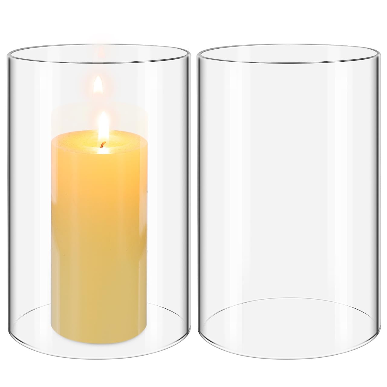 UKCOCO Hurricane Glass Candle Holder 5.91In H 3.94In Dia Clear Windproof Cylinder Shield for Pillar Candles, Draft-Proof Flame Guard for Dining Table & Wedding Decor