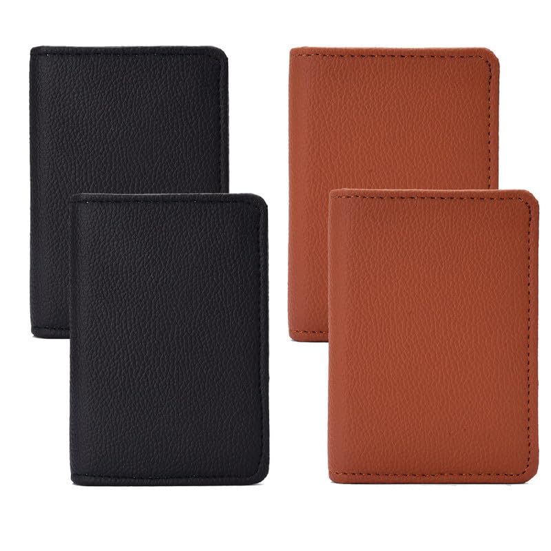 PU Leather Key Pouch - Pack of 4 - Key Pouch Case Wallet Keychain - Men & Women - Durable Bank Locker (Black:Brown)-image-37