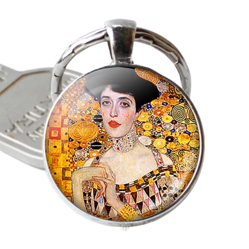 Porte-clés Gustav Klimt The Kiss de Klimt, Fulfillment, Water Serpents Arbre de vie, Ferme Jardin Dôme en verre Porte-clés en métal pour femme, 16, Métal, Astralite