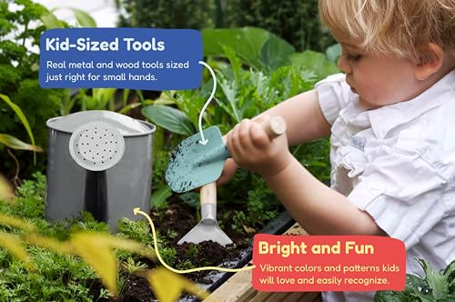 image for Kinderific Gardening Set, Tool Kit, for Kids, STEM, Includes Tote Bag,