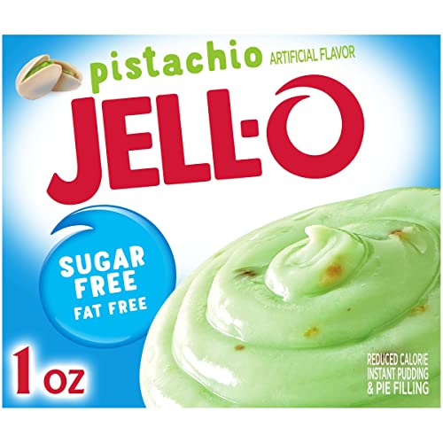 Jell-O Zero Sugar Instant Pudding & Pie Filling Mix, Pistachio Flavor, Fat Free Reduced Calorie Dessert for Baking, Pies & No-Bake Recipes, 1 oz (Pack of 24)