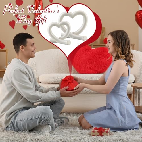 Set de 2 esculturas modernas de corazón de resina beige miniatura 6