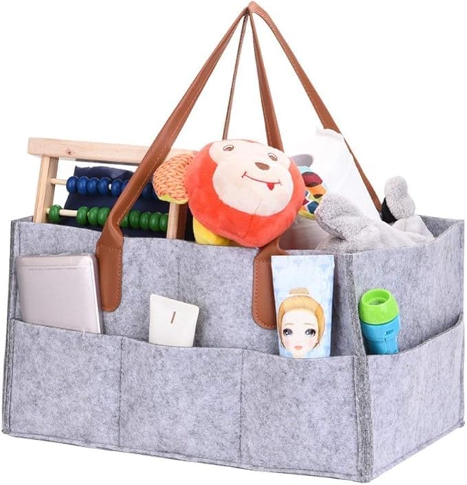Flygon Light Grey Felt Baby Diaper Stackers Nursery Storage Bin Car Organizer
