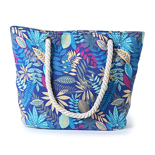 Schultertasche Shopper, Große Strandtasche mit Reißverschluss, Blumenprint Blumenmuster Vintage Reisetasche Einkaufstasche Sommertasche Strand (Bag 04) Cover