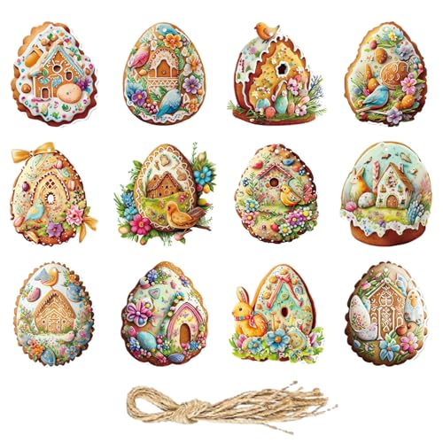 Xistuoz - Colgante de papel - Colorido adorno de Pascua reutilizable - Accesorios para el hogar de Pascua para chimenea, balcón, árbol, picaporte, paredes