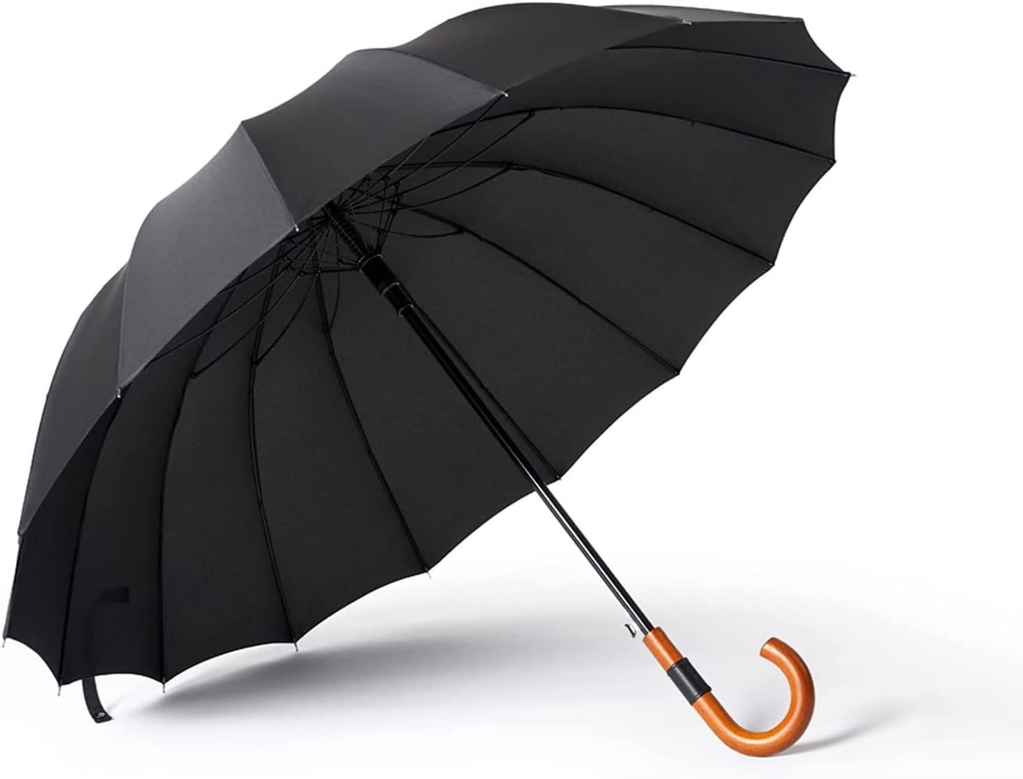 Windproof Large Umbrella for Rain 54 Inch Automatic Open for 2 Persons Wind Resistant Umbrellas for Adult Men Women Classic Wooden Handle Fast Drying Strong 16 Ribs (Gray : Blue)