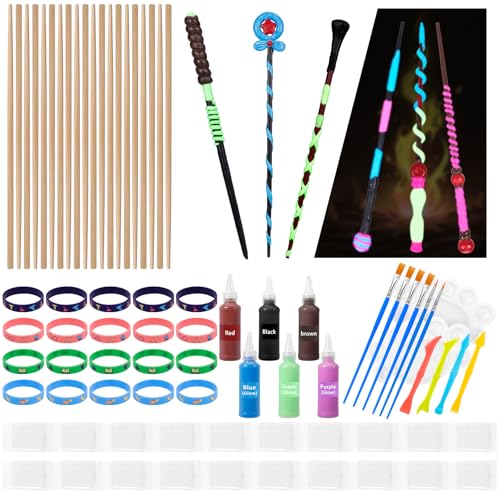 CharmFields Magic Wand Making Kit DIY Painting Art Craft Set Wand Making for Birthday Party Favors Kids Gift Wizard Halloween Party Supplies School Activities 78 PCS in All