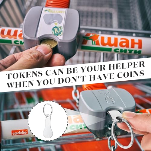 Image of Shimeyao 4 Pcs Portable Aluminum Alloy Keyring Shopping Cart Trolley Tokens Quarter Keychains Gift for Men Women Valentines