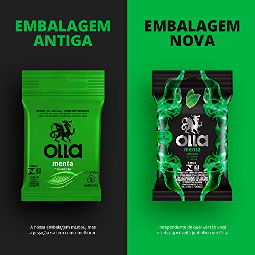 Olla Preservativo Camisinha Sabor Menta - 3 Unidades 3Un Pacote De 3