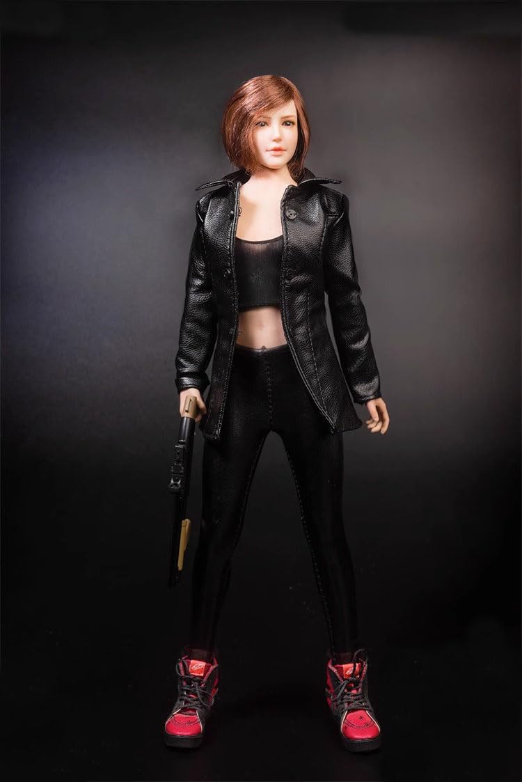 Tenue espionne 1/6 vêtement femme en cuir miniature haute fidélité pour figurine articulée