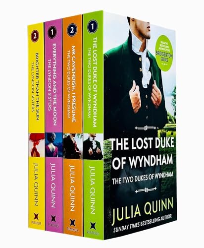 Julia Quinn Lyndon Sisters & Two Dukes of Wyndham Series 4 Books Collection Set (Everything and the Moon, Brighter than the Sun, The Lost Duke Of Wyndham & Mr Cavendish, I Presume)