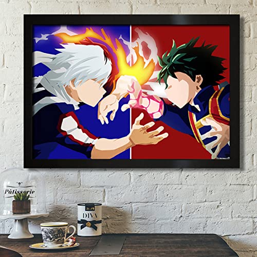 My Hero Academia Anime Powerful Strength Midoriya Izuku And With Flame Freezing Ability Hero Todoroki Shoto Wall Art HD Prints Poster Canvas Paintings Cover