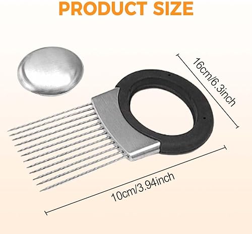 Miniatura 7 de Cortador de cebolla de acero inoxidable, soporte de cebolla mejorado 2025 para rebanar, utensilios de cocina, picador de verduras para cortar limón,