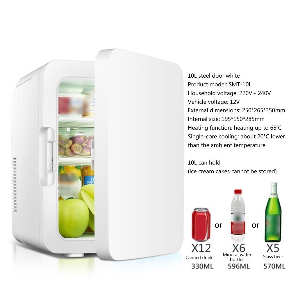 10L Mini-congélateur De Réfrigérateur Pour La Chambre Réfrigérateur De Table Portable Refroidisseur De Boissons Pour Chauffage Alimentaire Idéal Pour La Chambre Et Le Petit Espace De Bureau AC + DC(Wh