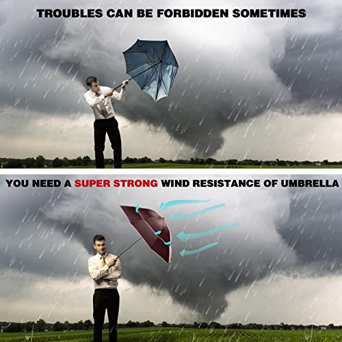 Kamaixun 62 Inch Oversize Windproof Golf Umbrella - Manual Double Canopy Vented Folding Portable For Travel, Upf 40+ Compact Golf Umbrella Lightweight For Women And Men Sun & Rain Umbrellas Red #TOP5