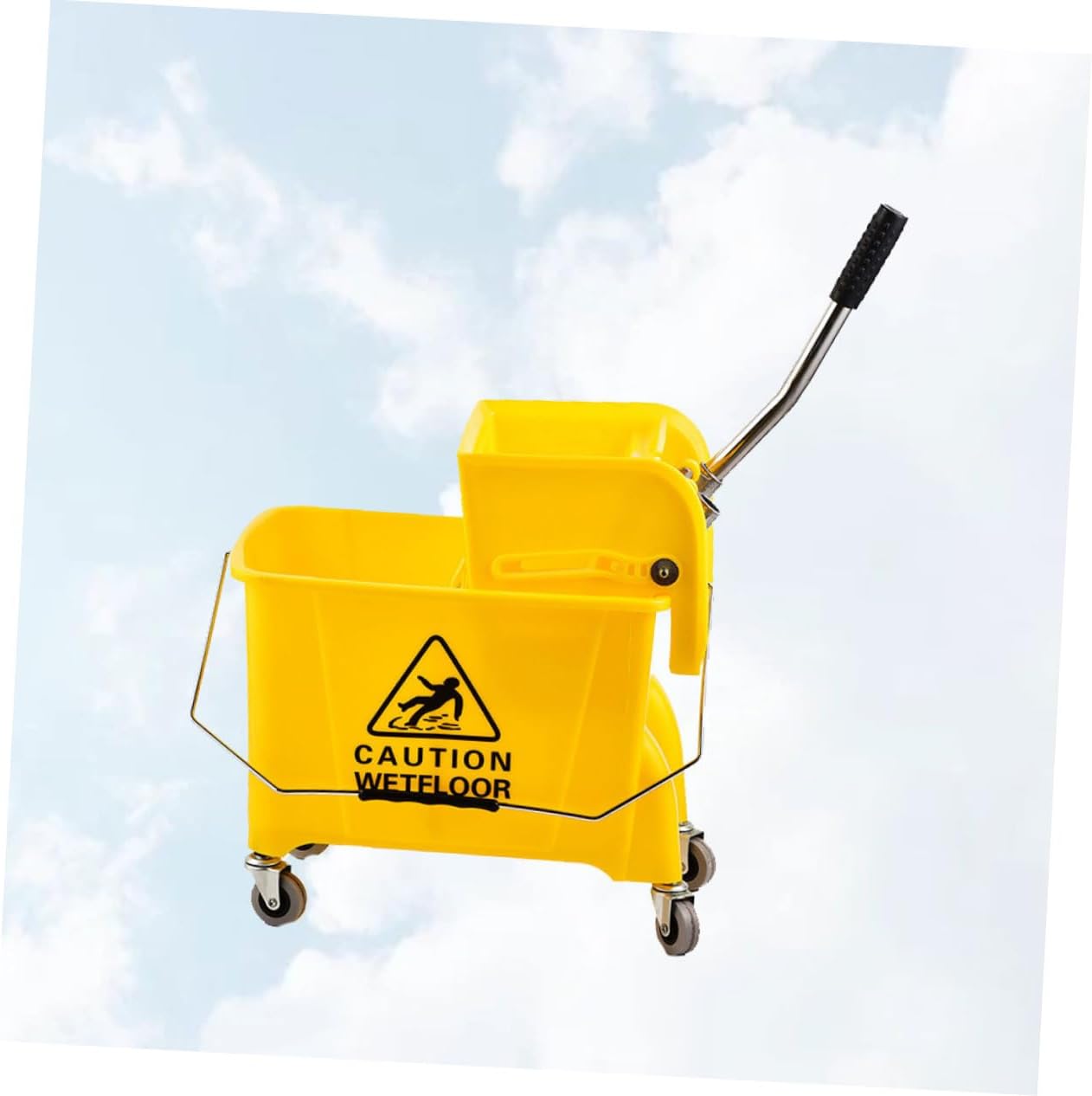 GALPADA 20L Commercial Mop Bucket on Wheels Side Press Mop Wringing Sturdy Iron Wheel Efficient Floor Cleaning Equipment for Residential and Hotel Applications