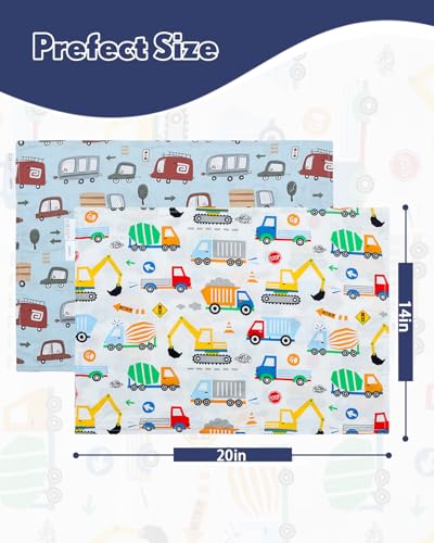 Image of ALVABABY Toddler Pillowcases 2 Pack Cotton Kids Pillow Cover Fit 13 inchx 18 inch or 14 inchx20 inch Envelope for Girl Boy Travel