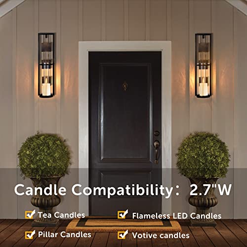 Wall Sconces Set Of 2 Wall Candle Holders Glass & Metal Hanging Candle Sconces Wall Decorations For Living Room, Dining Room, Bathroom Bedroom, Kitchen, Hallway, For Housewarming Birthday #TOP2