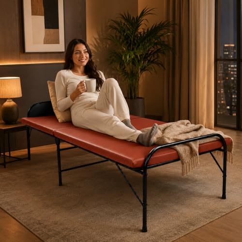 Image of Nattnak Folding Bed with Mattress Heavy Duty Foldable Cot Bed for Adults, Portable Metal Single Bed with Strong Frame for Guest Room Home Use (2.5ft x 6ft)