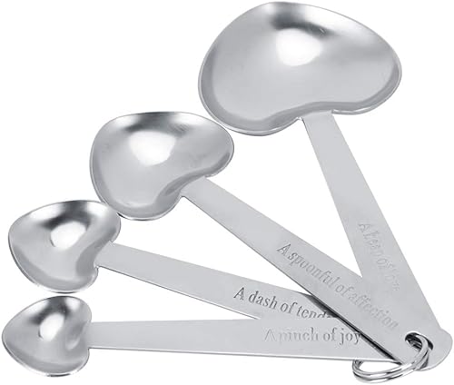 Miniatura 2 de Cucharas medidoras, Cucharas de medición de acero inoxidable en forma de corazón Cucharas de medición Set de Cucharas para Hornear