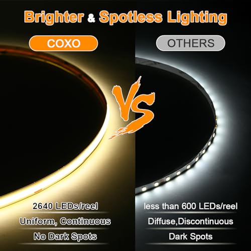 Tira LED COB flexible 16.4ft luz blanca natural 4000K miniatura 3